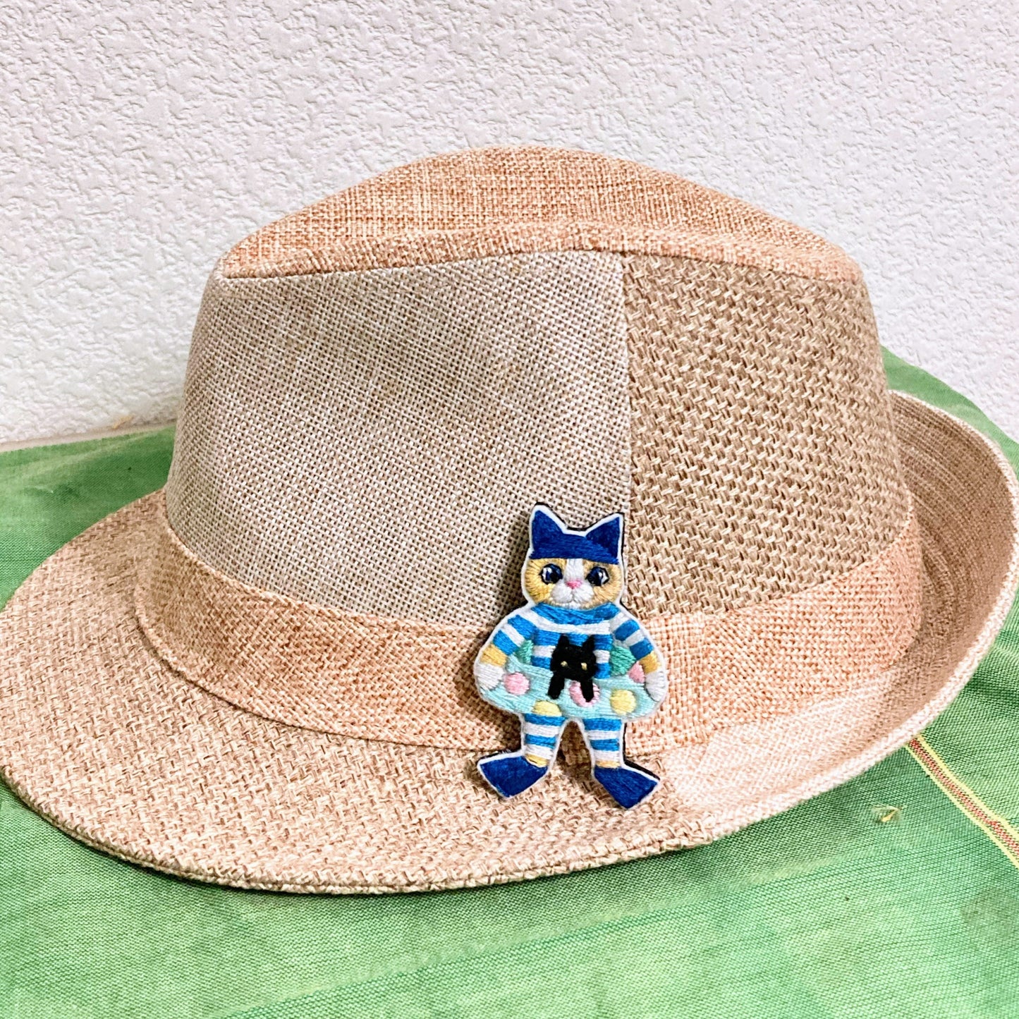 Swimmer embroidered brooch