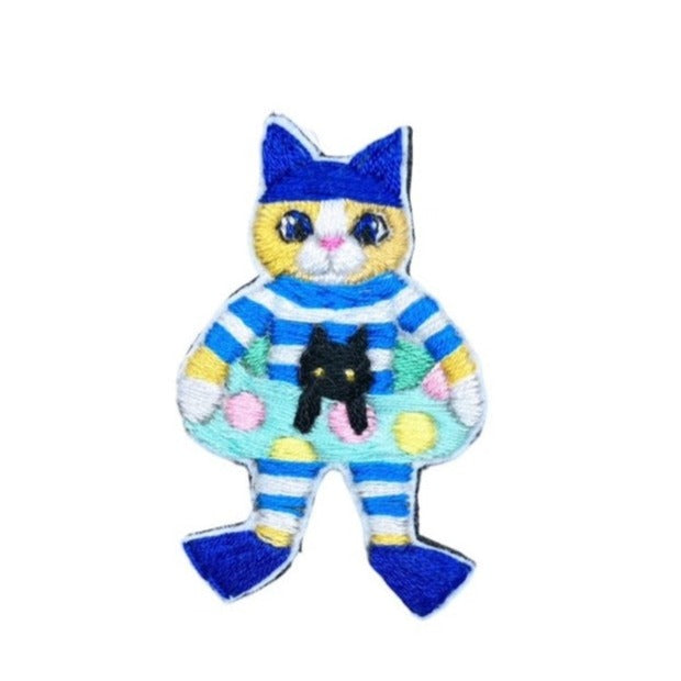 Swimmer embroidered brooch