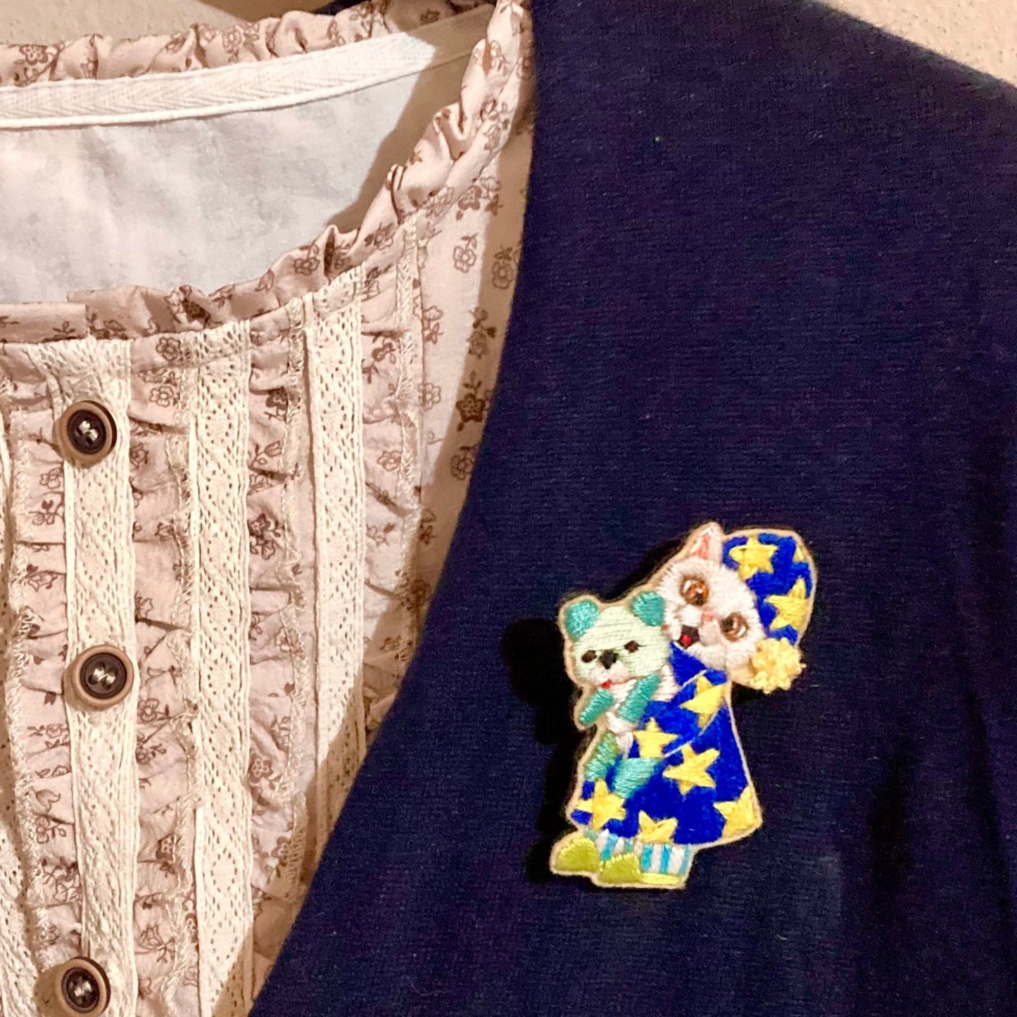 Pajamas Embroidered Brooch